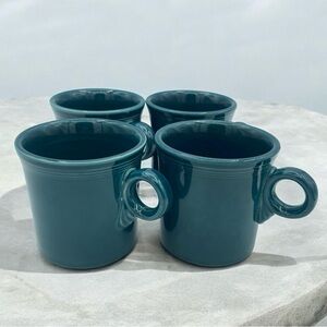 Set 4 Fiestaware Coffee Mugs JUNIPER Green O Ring Homer Laughlin HLC USA Retired